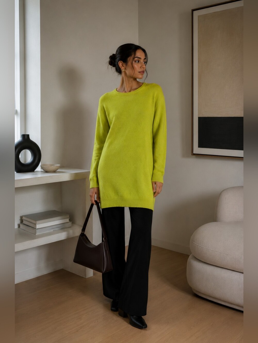 COS 100% Wool Tunic / Dress – Lime Yellow – Size S